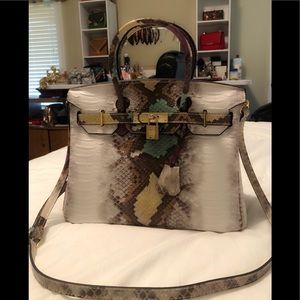 Luxury Designer Cowhide Snake Shoulder Tote Bag
